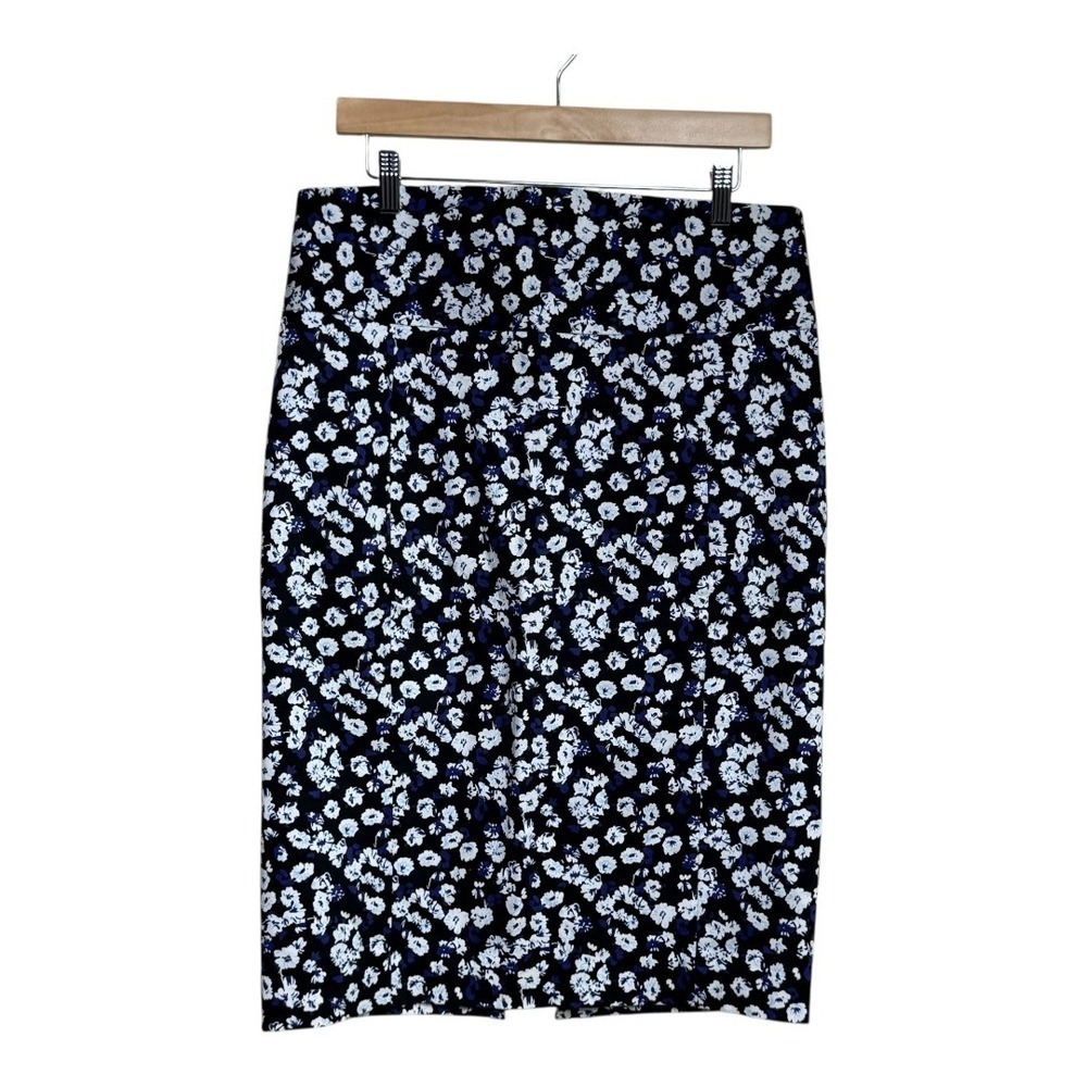 EXPRESS Women's Black Floral Print Pencil Skirt Knee Length Size 12 Cotton Blend